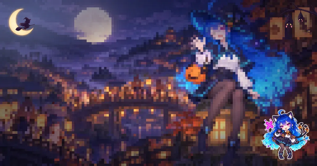 Nani Pix as a Bakeneko on a moonlit stage-3 picture