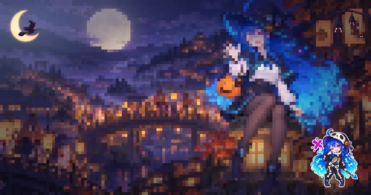 Nani Pix as a Skeleton on a moonlit stage-3 picture
