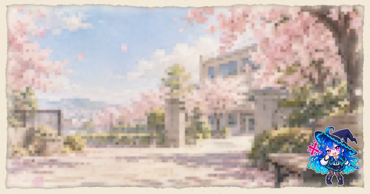The Paper frame around a pixelated watercolor Sakura picture