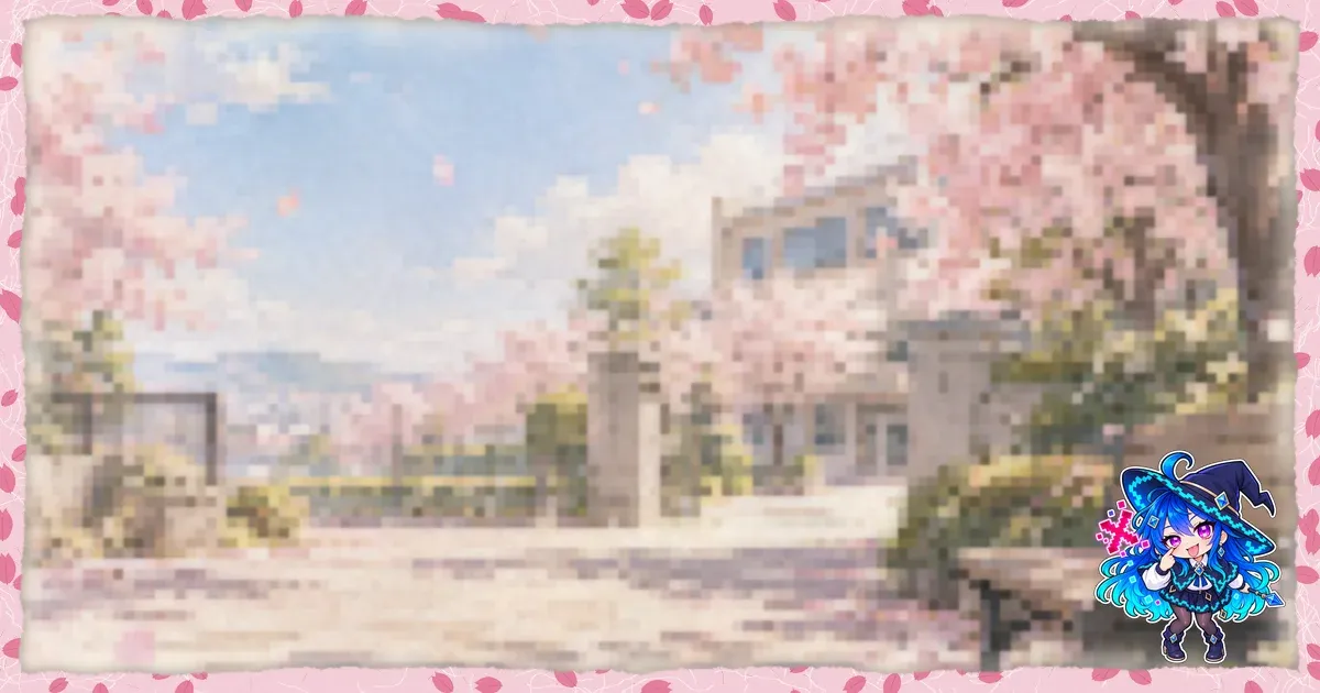 The Washi frame around a pixelated watercolor Sakura picture