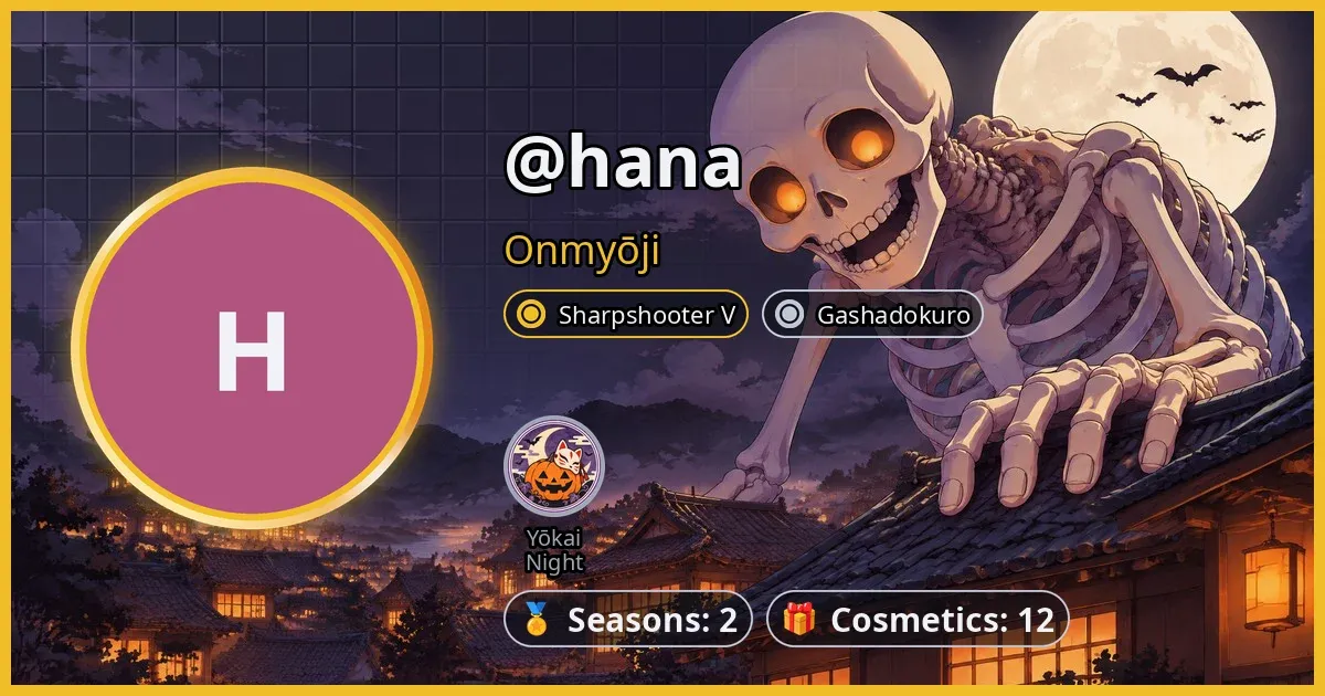 A profile card over the Gashadokuro Town banner