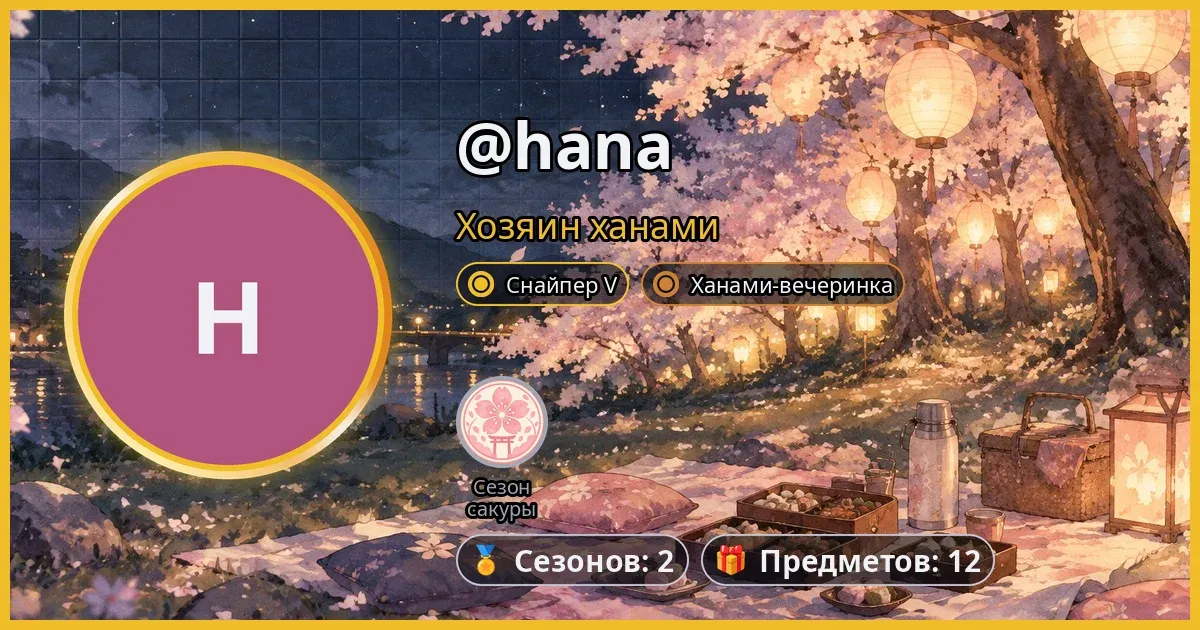 Карточка профиля на баннере «Ночное ханами»