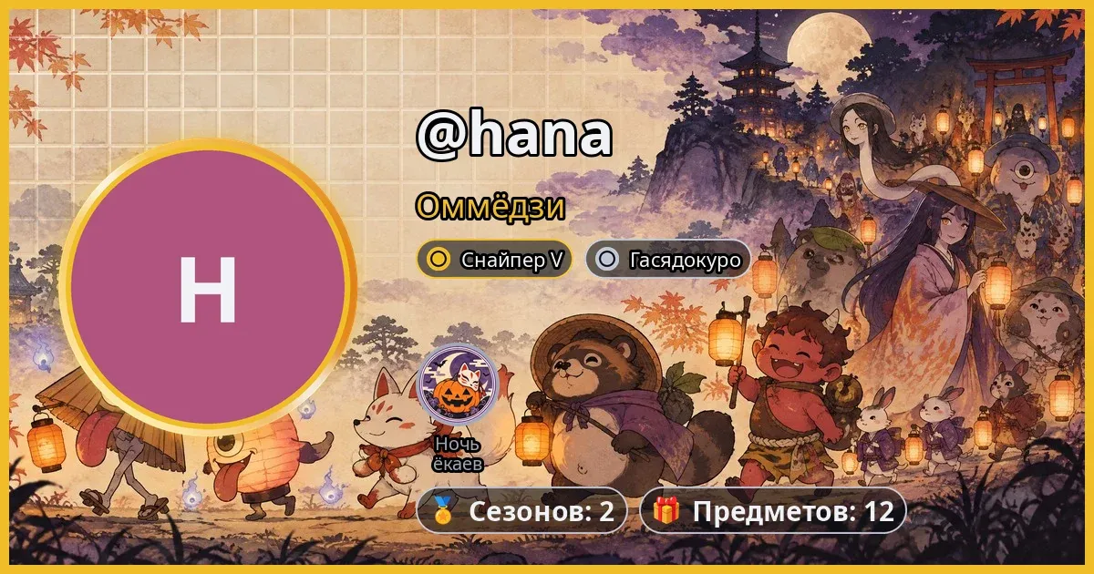 Карточка профиля на баннере «Свиток ночного парада»